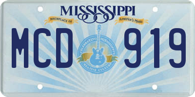 MS license plate MCD919