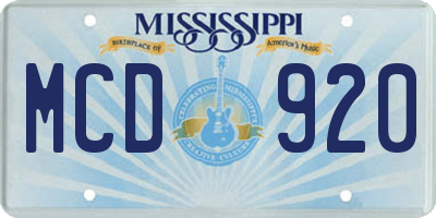 MS license plate MCD920