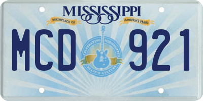MS license plate MCD921