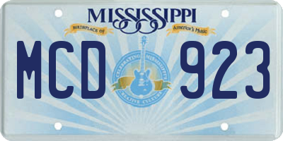 MS license plate MCD923