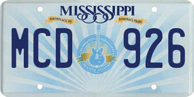 MS license plate MCD926