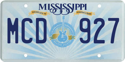MS license plate MCD927