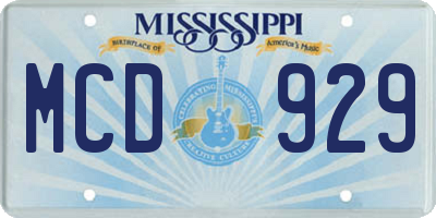 MS license plate MCD929