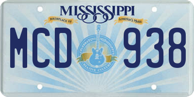MS license plate MCD938