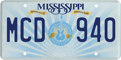 MS license plate MCD940