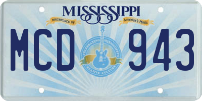 MS license plate MCD943