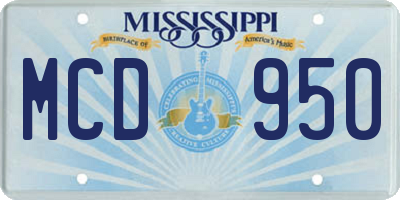 MS license plate MCD950