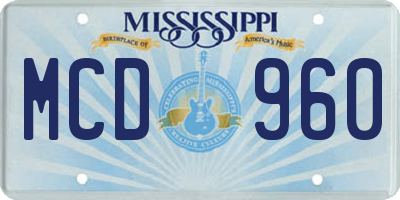 MS license plate MCD960