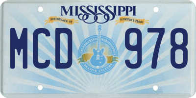 MS license plate MCD978