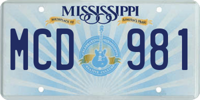 MS license plate MCD981