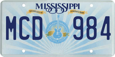 MS license plate MCD984