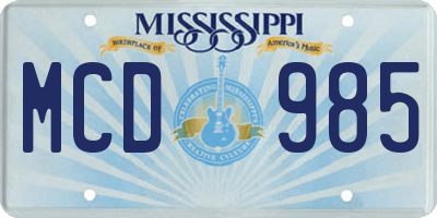 MS license plate MCD985