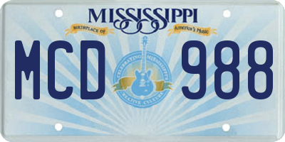 MS license plate MCD988