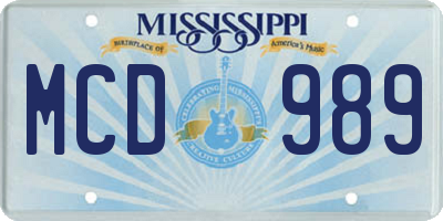 MS license plate MCD989