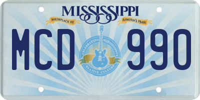 MS license plate MCD990
