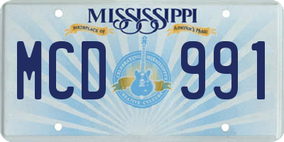 MS license plate MCD991