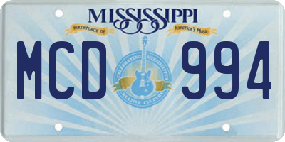 MS license plate MCD994
