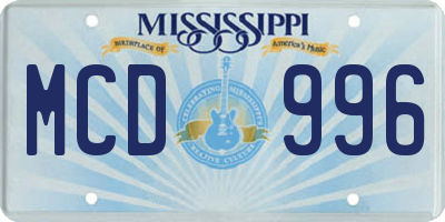 MS license plate MCD996