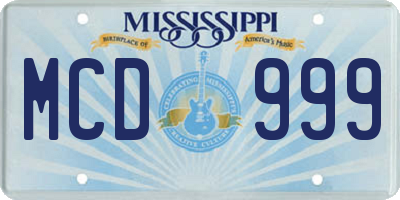 MS license plate MCD999