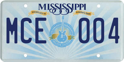 MS license plate MCE004