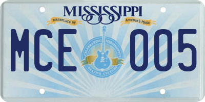 MS license plate MCE005
