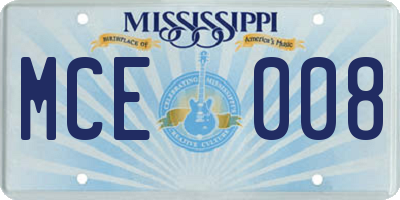 MS license plate MCE008