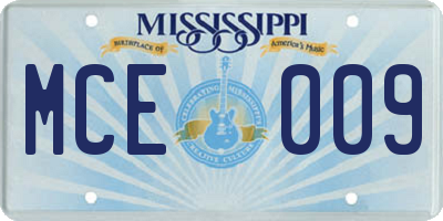 MS license plate MCE009