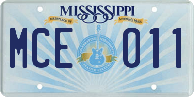MS license plate MCE011