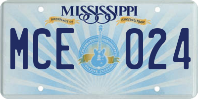 MS license plate MCE024