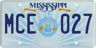 MS license plate MCE027