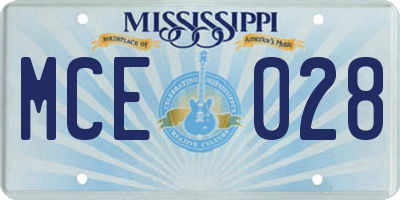 MS license plate MCE028