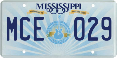 MS license plate MCE029