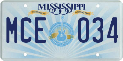 MS license plate MCE034
