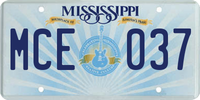 MS license plate MCE037