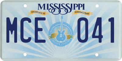 MS license plate MCE041