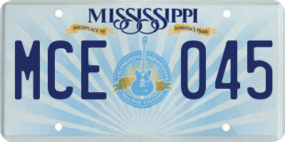 MS license plate MCE045