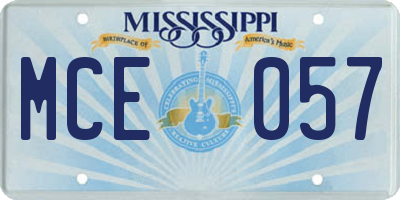 MS license plate MCE057