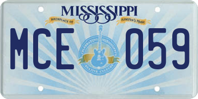 MS license plate MCE059