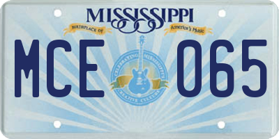 MS license plate MCE065