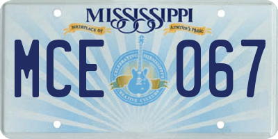 MS license plate MCE067