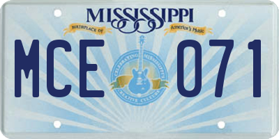MS license plate MCE071