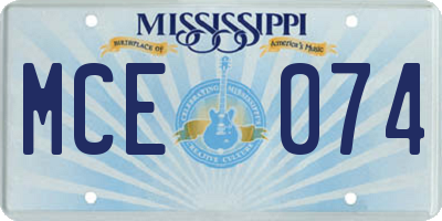 MS license plate MCE074