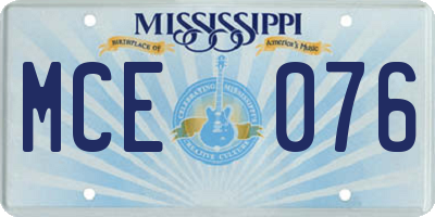 MS license plate MCE076