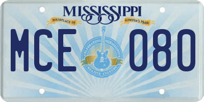 MS license plate MCE080