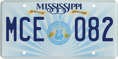 MS license plate MCE082
