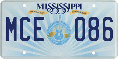 MS license plate MCE086