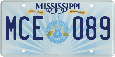 MS license plate MCE089