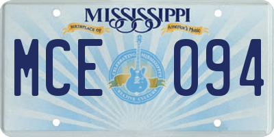 MS license plate MCE094