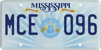MS license plate MCE096