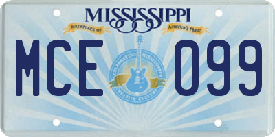 MS license plate MCE099